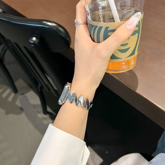 Apple Watch Band Adjustable Thunder Slim Stylish Strap Silver Stainless - Picture 3 of 6